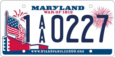 MD license plate 1AA0227