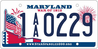 MD license plate 1AA0229