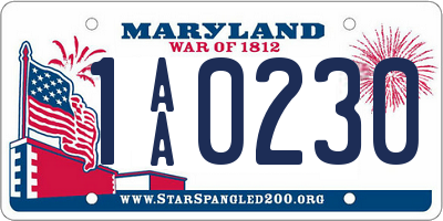 MD license plate 1AA0230