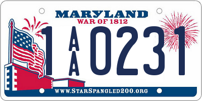 MD license plate 1AA0231