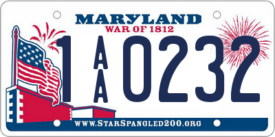 MD license plate 1AA0232