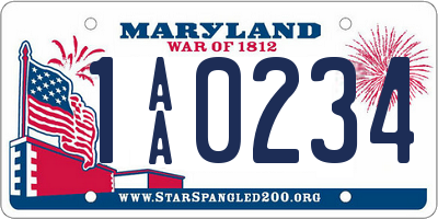 MD license plate 1AA0234