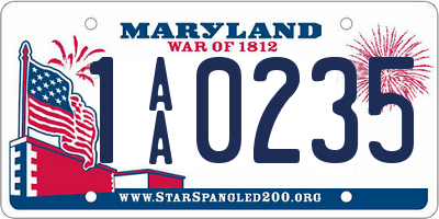 MD license plate 1AA0235