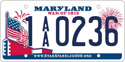 MD license plate 1AA0236