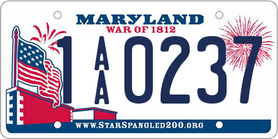 MD license plate 1AA0237