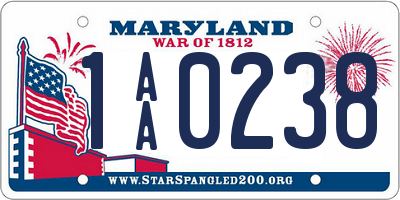 MD license plate 1AA0238