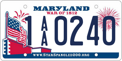 MD license plate 1AA0240