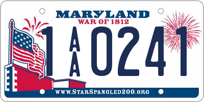 MD license plate 1AA0241