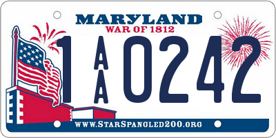 MD license plate 1AA0242