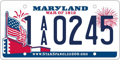 MD license plate 1AA0245