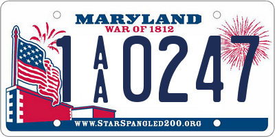 MD license plate 1AA0247