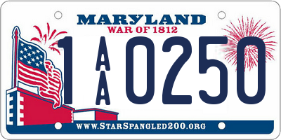 MD license plate 1AA0250