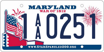 MD license plate 1AA0251