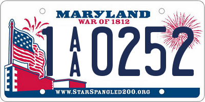 MD license plate 1AA0252