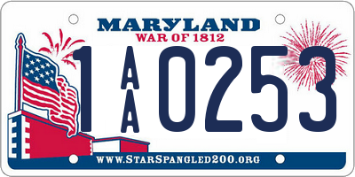 MD license plate 1AA0253