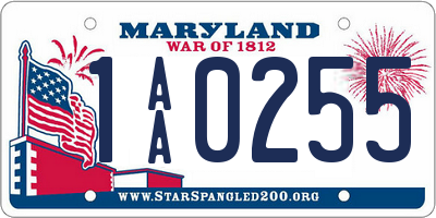 MD license plate 1AA0255