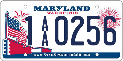 MD license plate 1AA0256