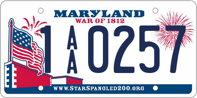 MD license plate 1AA0257