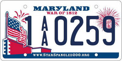 MD license plate 1AA0259