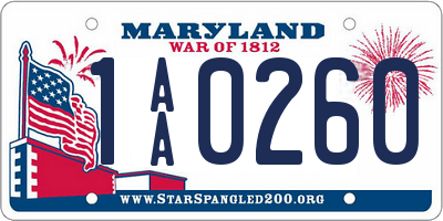 MD license plate 1AA0260