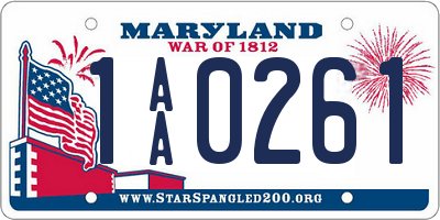 MD license plate 1AA0261