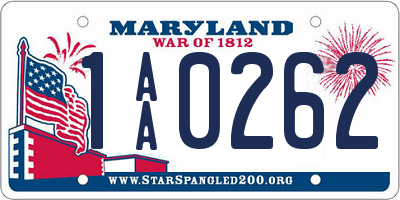 MD license plate 1AA0262