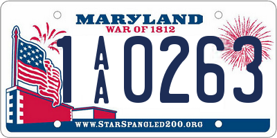 MD license plate 1AA0263