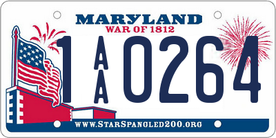 MD license plate 1AA0264