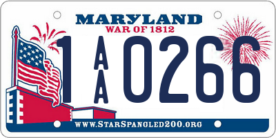 MD license plate 1AA0266