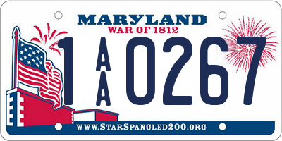 MD license plate 1AA0267