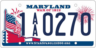 MD license plate 1AA0270