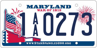 MD license plate 1AA0273