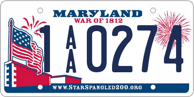 MD license plate 1AA0274