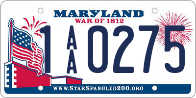 MD license plate 1AA0275