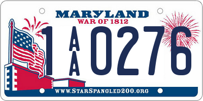 MD license plate 1AA0276