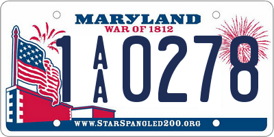 MD license plate 1AA0278