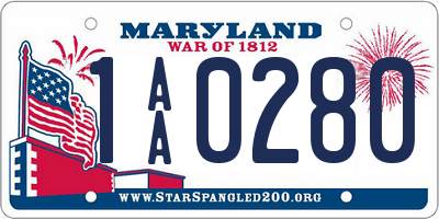 MD license plate 1AA0280