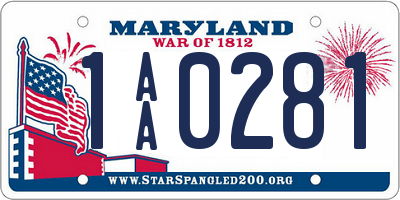 MD license plate 1AA0281