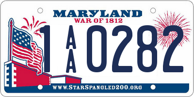 MD license plate 1AA0282