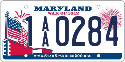 MD license plate 1AA0284