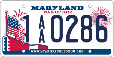 MD license plate 1AA0286