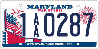 MD license plate 1AA0287