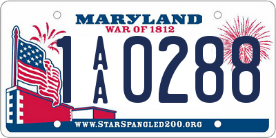 MD license plate 1AA0288