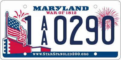 MD license plate 1AA0290