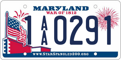 MD license plate 1AA0291