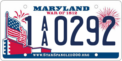 MD license plate 1AA0292