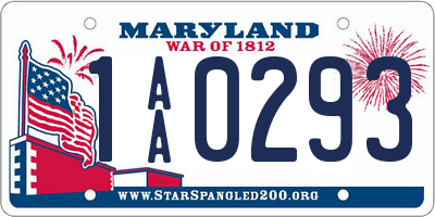 MD license plate 1AA0293