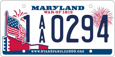 MD license plate 1AA0294