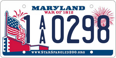 MD license plate 1AA0298