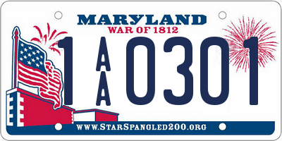 MD license plate 1AA0301